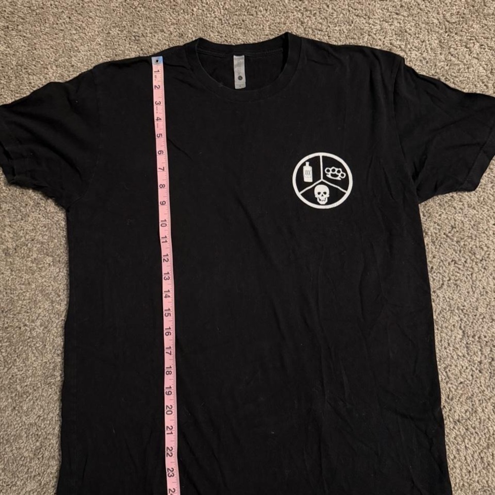 Black Next Level tee with white graphic, Size M